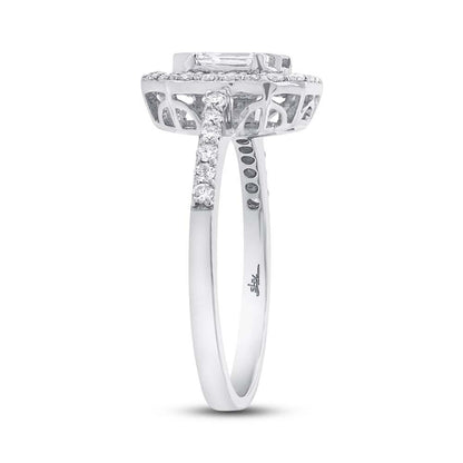 18k White Gold Diamond Baguette Lady's Ring - 0.70ct