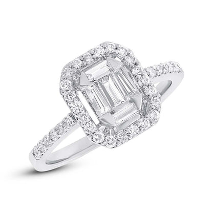 18k White Gold Diamond Baguette Lady's Ring - 0.70ct