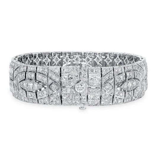 14K White Gold Sparkling Bridal Bangle Bracelet For Women