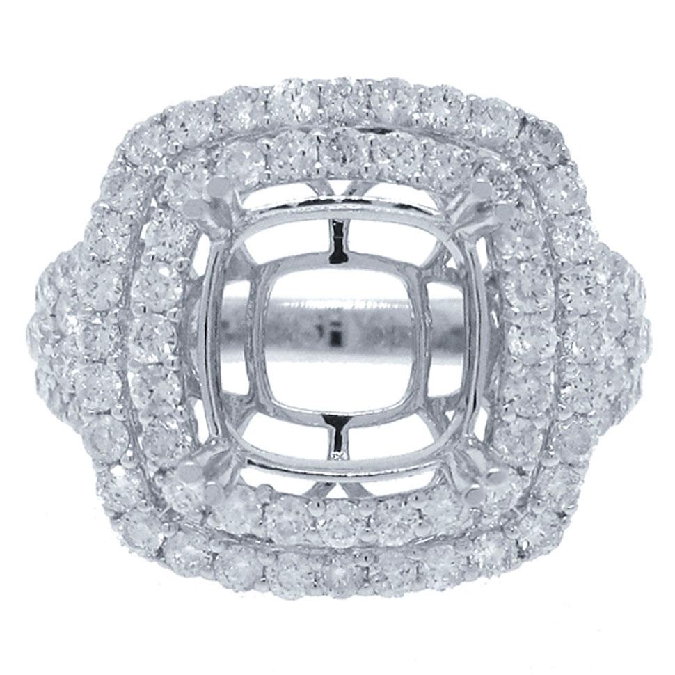 18k White Gold Diamond Semi-mount Ring - 1.56ct