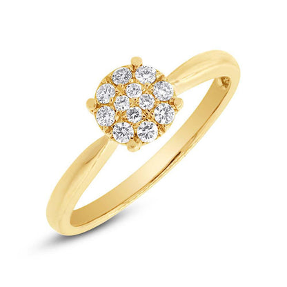 18k Yellow Gold Diamond Cluster Lady's Ring - 0.20ct