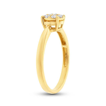 18k Yellow Gold Diamond Cluster Lady's Ring - 0.20ct