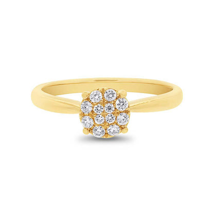 18k Yellow Gold Diamond Cluster Lady's Ring - 0.20ct