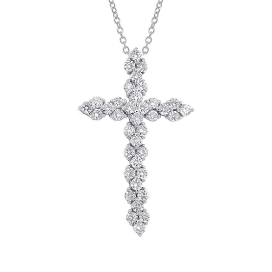 18k White Gold Diamond Cross Pendant - 1.14ct