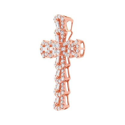 18k Rose Gold Diamond Cross Pendant - 1.28ct