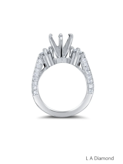 Princess Cut White Gold Diamond Semi Mount Bridal Engagement Ring Made To Order
