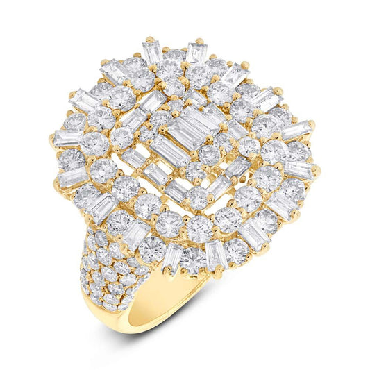 18k Yellow Gold Diamond Lady's Ring - 3.39ct