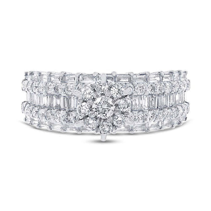18k White Gold Diamond Cluster Ring Size 4 - 1.44ct