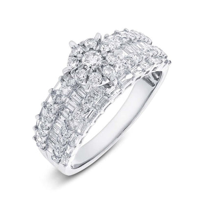 18k White Gold Diamond Cluster Ring Size 4 - 1.44ct