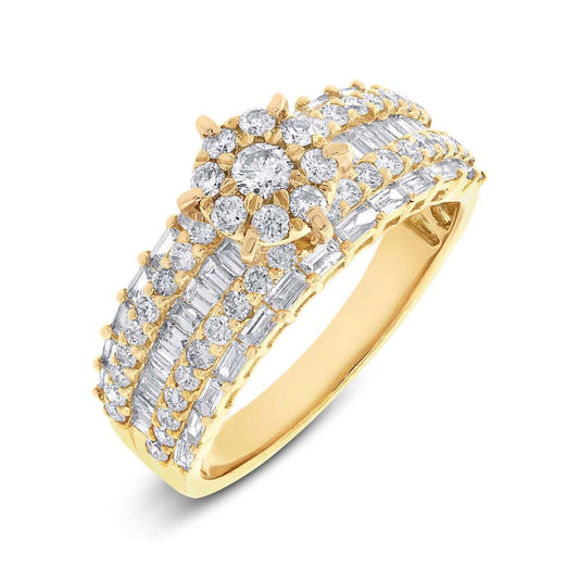 18k Yellow Gold Diamond Cluster Ring - 1.44ct
