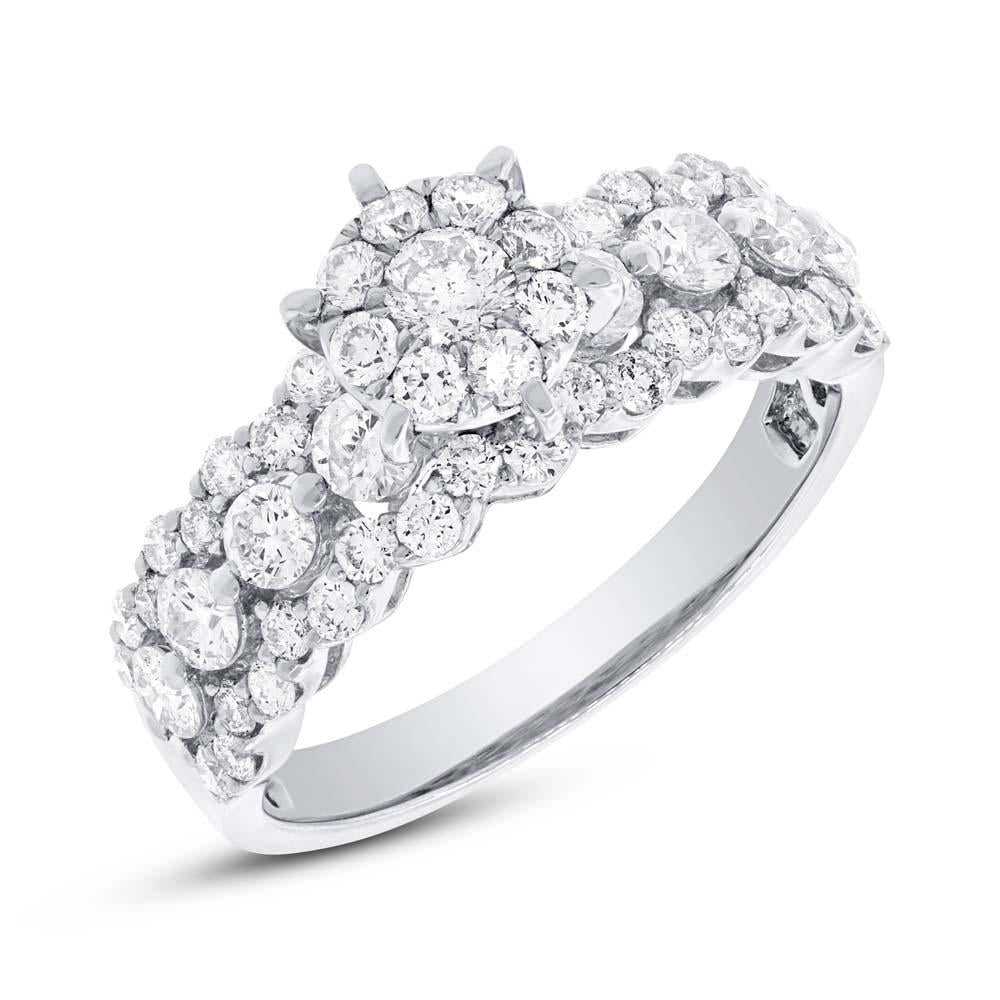 18k White Gold Diamond Cluster Ring Size 6 - 1.47ct