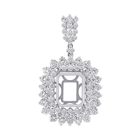 18k White Gold Diamond Semi-mount Pendant - 3.12ct