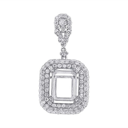 18k White Gold Diamond Semi-mount Pendant - 1.83ct