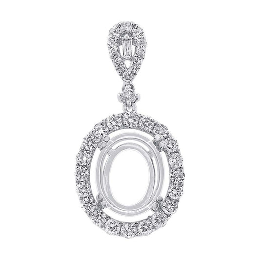 18k White Gold Diamond Semi-mount Pendant - 0.96ct