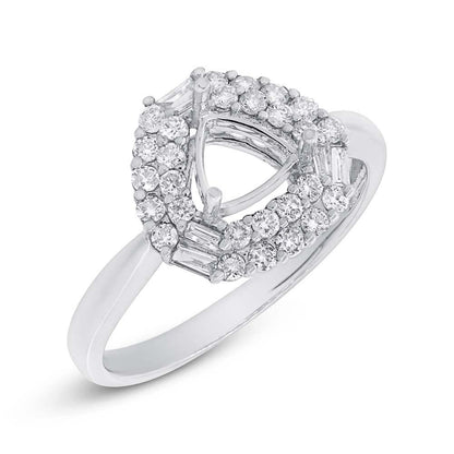 14k White Gold Diamond Semi-mount Ring Size 6.5 - 0.53ct