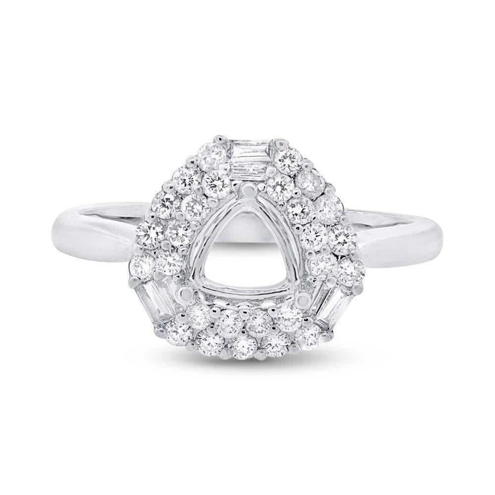 14k White Gold Diamond Semi-mount Ring Size 6.5 - 0.53ct