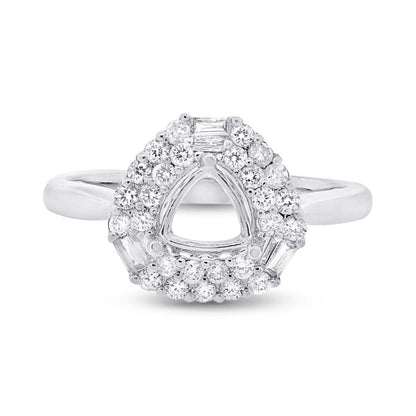 14k White Gold Diamond Semi-mount Ring Size 6.5 - 0.53ct