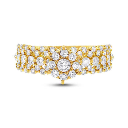 18k Yellow Gold Diamond Cluster Lady's Ring - 1.21ct