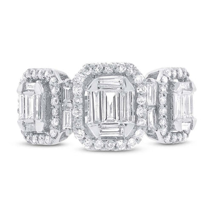 18k White Gold Diamond Baguette Lady's Ring - 1.28ct