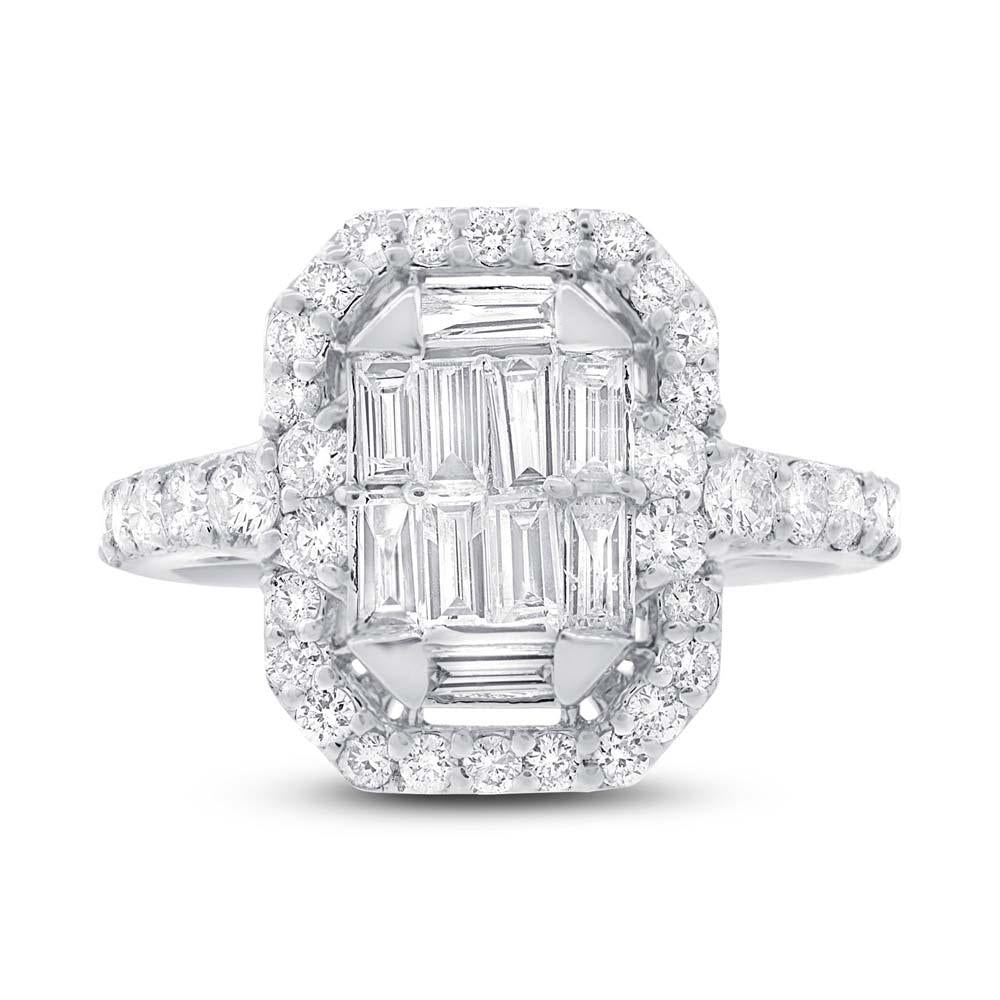 18k White Gold Diamond Baguette Lady's Ring - 1.72ct