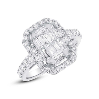 18k White Gold Diamond Baguette Lady's Ring - 1.72ct