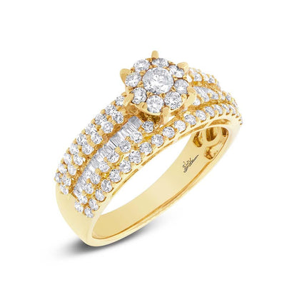 18k Yellow Gold Diamond Cluster Engagement Ring - 1.23ct