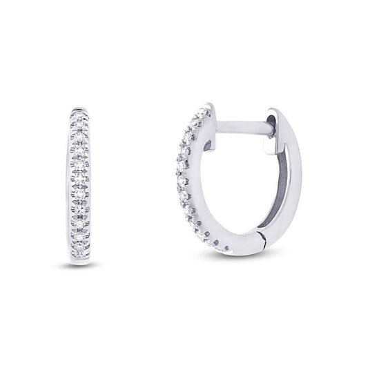 14k White Gold Diamond Huggie Earring