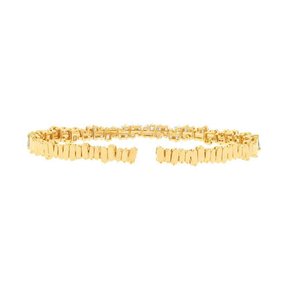 14k Yellow Gold Diamond Baguette Bangle - 2.89ct