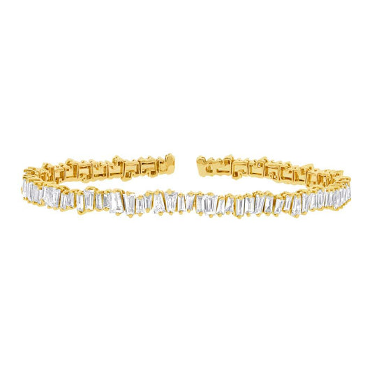 14k Yellow Gold Diamond Baguette Bangle - 2.78ct
