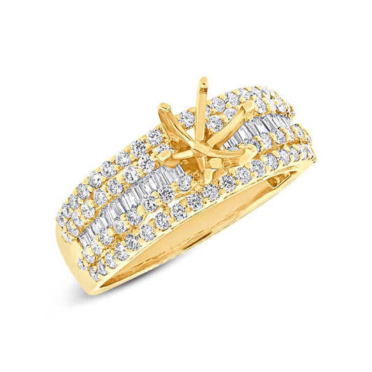 18k Yellow Gold Diamond Semi-mount Ring - 1.10ct