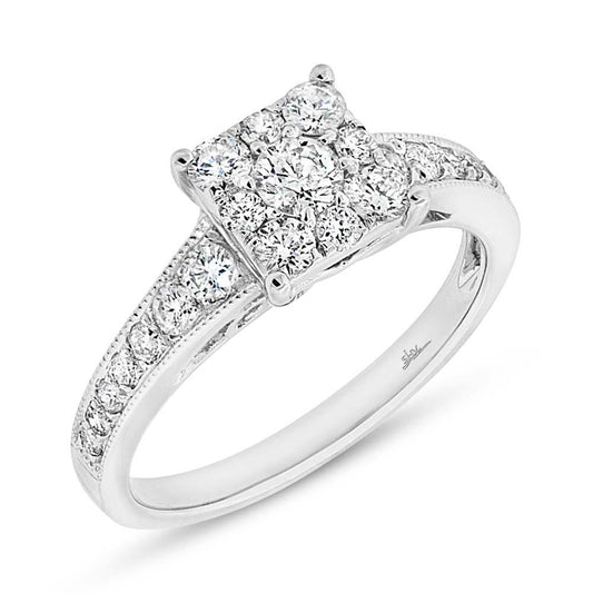 18k White Gold Diamond Cluster Ring - 0.93ct