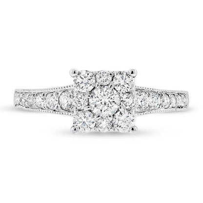 18k White Gold Diamond Cluster Ring - 0.93ct