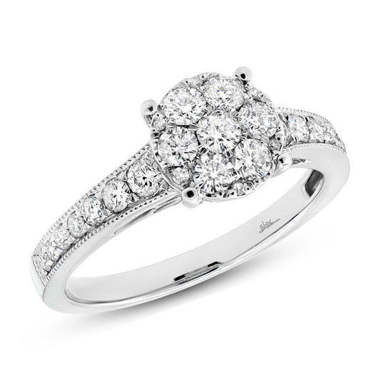 18k White Gold Diamond Cluster Ring - 0.84ct