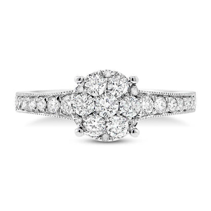 18k White Gold Diamond Cluster Ring - 0.84ct