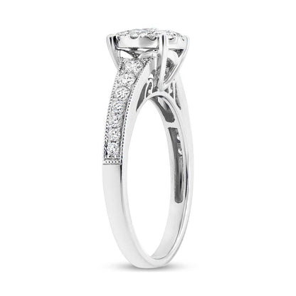 18k White Gold Diamond Cluster Ring - 0.84ct
