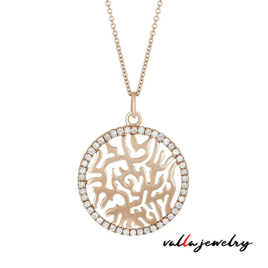 14K Rose  Classy Gold Diamond Shema Pendant V0165