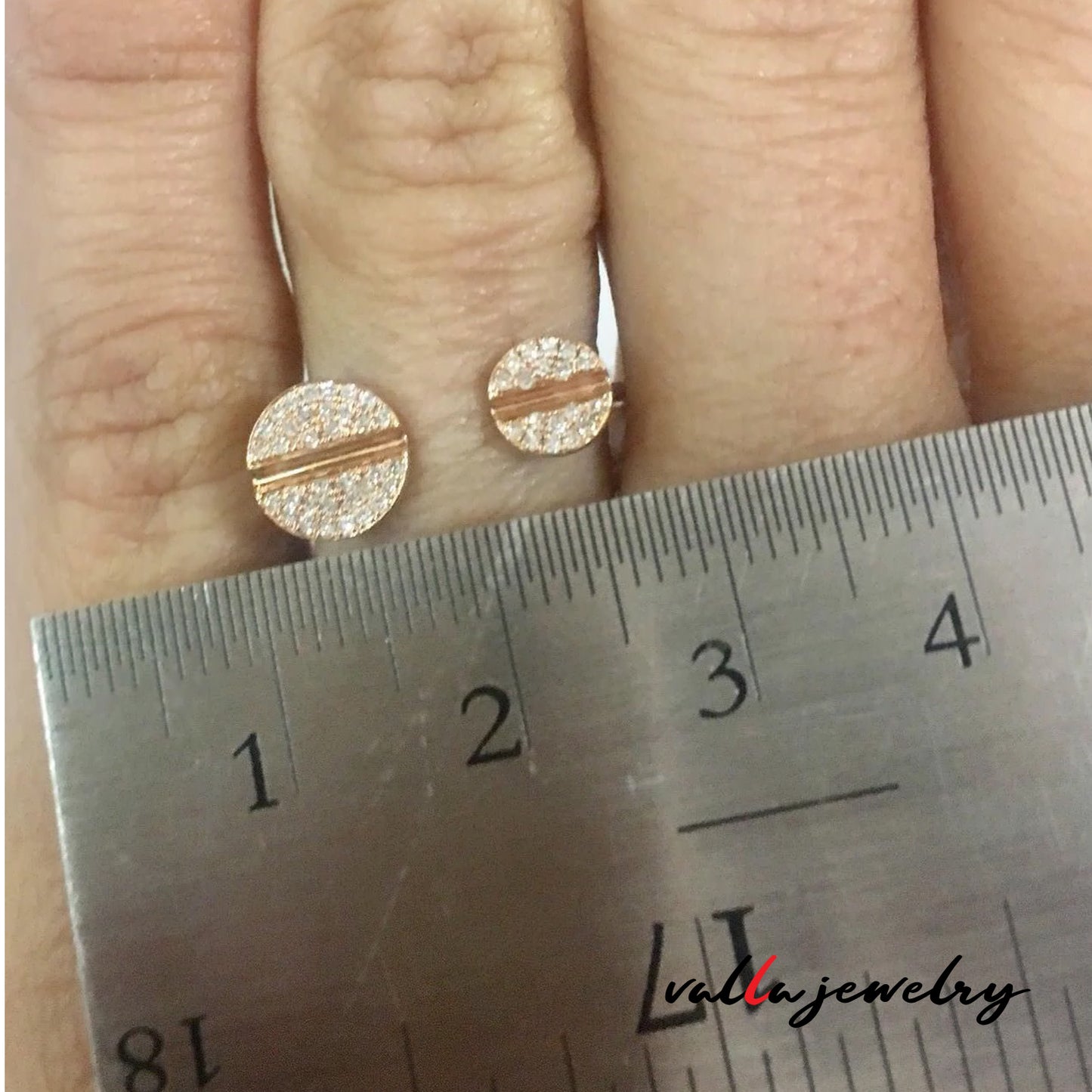14k Rose Gold Diamond Double Circle Ring V0227