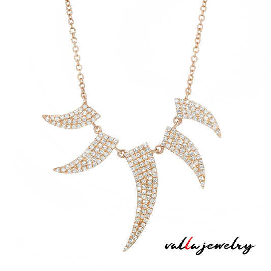 14k Yellow Gold Diamond Triangle Fashion Necklace V0192