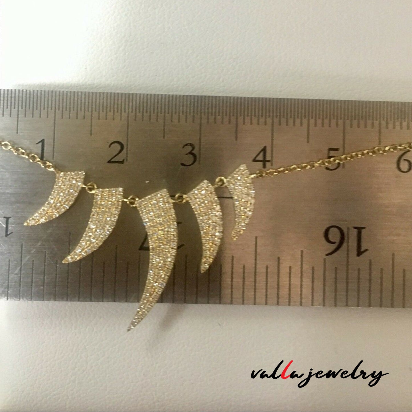 14k Yellow Gold Diamond Triangle Fashion Necklace V0192