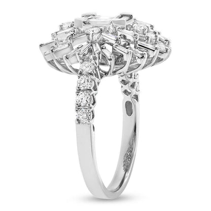 18k White Gold Diamond Baguette Lady's Ring - 1.39ct