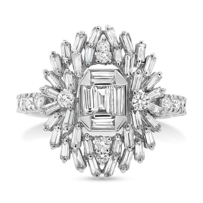 18k White Gold Diamond Baguette Lady's Ring - 1.39ct