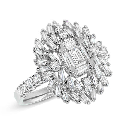 18k White Gold Diamond Baguette Lady's Ring - 1.39ct