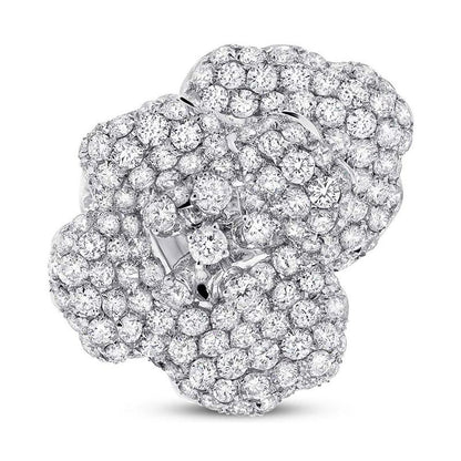 18k White Gold Diamond Flower Ring - 5.05ct