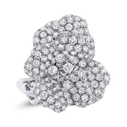 18k White Gold Diamond Flower Ring - 5.05ct
