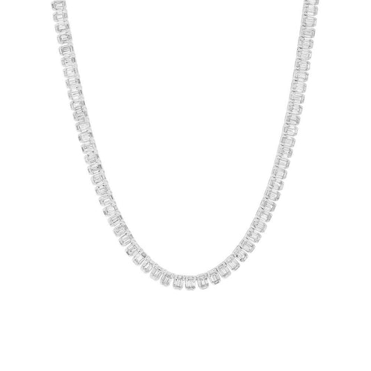 18k Classy White Gold Diamond Baguette Necklace - 8.77ct V0077