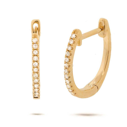 14k Yellow Gold Diamond Huggie Earring