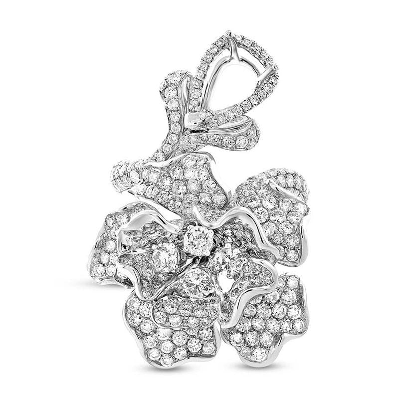 18k White Gold Diamond Flower Semi-mount Ring - 4.66ct