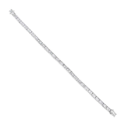 18k White Gold Diamond Baguette Tennis Bracelet - 4.36ct
