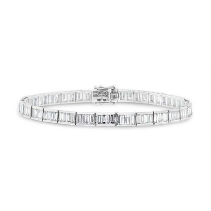 18k White Gold Diamond Baguette Tennis Bracelet - 4.36ct