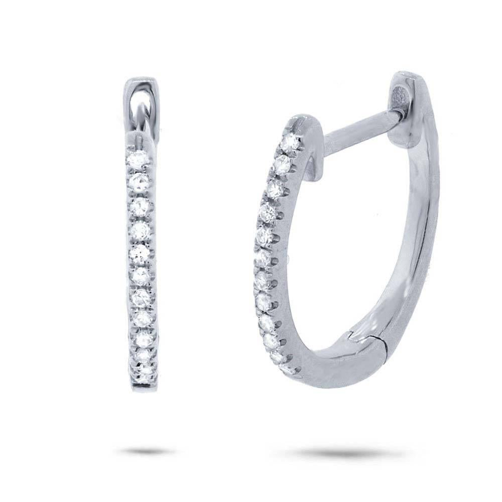 14k White Gold Diamond Huggie Earring
